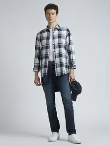 Pepe Jeans Men Spread Collar Tartan Checked Cotton Casual Shirt