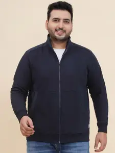 John Pride Plus Size Men Solid Mock Collar Pure Cotton Sweatshirt