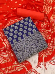 JULEE Floral Woven Design Pure Silk Unstitched Dress Material