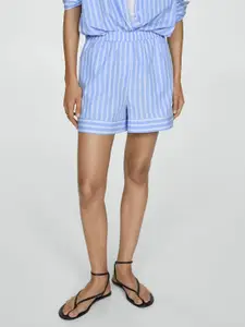 MANGO Women Striped Pure Cotton Shorts