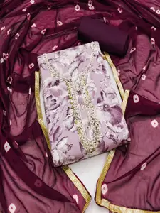 ASISA Floral Printed Beads and Stones Unstitched Dress Material