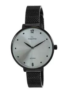 maxima Women Embellished Dial & Stainless Steel Straps Analogue Watch 63841CMLB