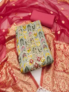 ASISA Floral Embroidered Beads and Stones Unstitched Dress Material