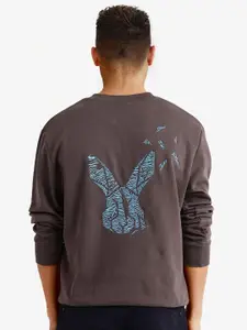 RARE RABBIT Men Graphic Printed Round Neck Cotton Sweatshirt