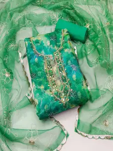 ASISA Floral Printed Beads and Stones Organza Unstitched Dress Material