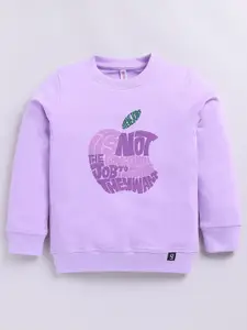 Ginie Girls Typography Printed Round Neck Sweatshirt