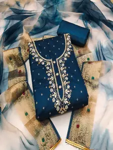 ASISA Embroidered Art Silk Unstitched Dress Material