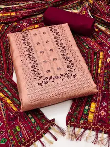 JULEE Floral Embroidered Pure Silk Unstitched Dress Material