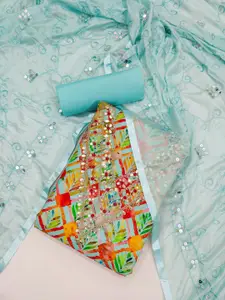 JULEE Tropical Printed Sequinned Unstitched Dress Material