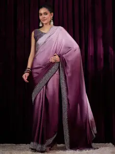 Saree mall Solid Beads and Stones Satin Sarees