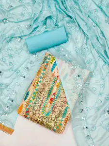 JULEE Floral Printed Sequinned Unstitched Dress Material