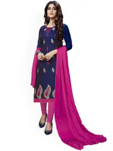 JULEE Ethnic Motifs Embroidered Silk Chiffon Unstitched Dress Material