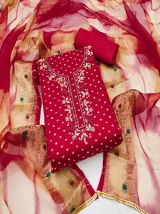 ASISA Embroidered Art Silk Unstitched Dress Material