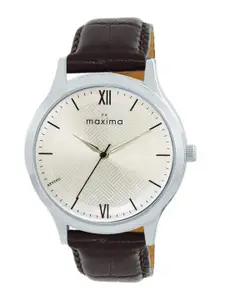 maxima Men Printed Dial & Leather Straps Analogue Watch O-68091LMGI