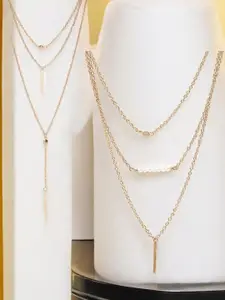 fabula Set Of 2 Artificial Stone Studded Multi-Strand Layered Charm Necklace