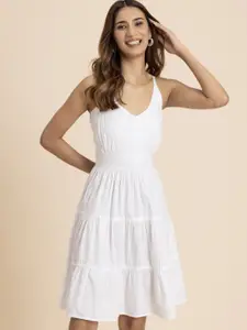 Moomaya Women Cotton Fit and Flare Dress