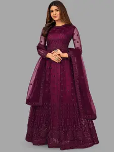 JULEE Embroidered Net Gown Maxi Dress