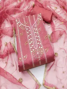 ASISA Ethnic Motifs Embroidered Beads and Stones Art Silk Unstitched Dress Material