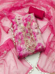 ASISA Embroidered Beads & Stones Organza Unstitched Dress Material