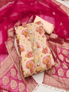 ASISA Floral Printed Gotta Patti Organza Unstitched Dress Material