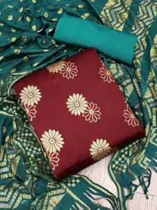 JULEE Floral Embroidered Pure Silk Unstitched Dress Material