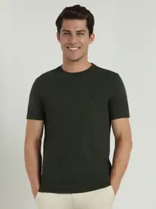 Allen Solly Men Solid Round Neck Cotton Slim Fit T-shirt