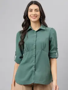 Latin Quarters Women Spread Collar Solid Casual Shirt