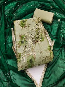 ASISA Floral Embroidered Beads and Stones Art Silk Unstitched Dress Material