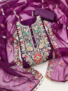 ASISA Ethnic Motifs Embroidered Beads and Stones Organza Unstitched Dress Material