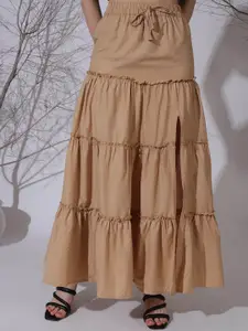 NEUDIS Women Flared Pure Cotton Maxi Skirt