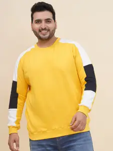 John Pride Plus Size Men Colourblocked Round Neck Pure Cotton Sweatshirt