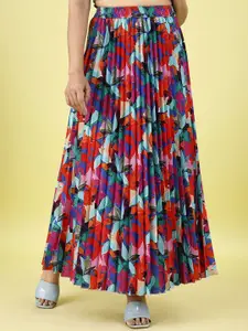 OTABU Floral Printed Flared Maxi Skirts