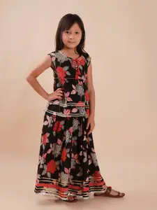 Sangria Girls Floral Printed Pure Cotton Lehenga Choli