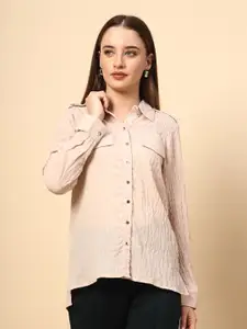 Gipsy Women New Spread Collar Textured Casual Shirt