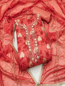 ASISA Floral Embroidered Beads and Stones Unstitched Dress Material