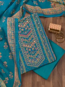 Koskii Floral Printed Sequinned Unstitched Dress Material