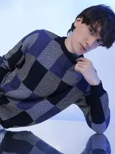 Campus Sutra Men Checked Pullover Sweater