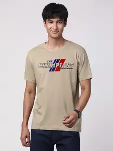 ADRO Men Typography Printed Pure Cotton Round Neck T-shirt