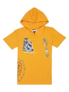 Gini and Jony Boys Graphic Printed Hood Cotton T-shirt