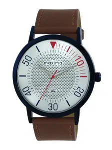 maxima Men Printed Dial & Leather Straps Analogue Watch 66363LMGG