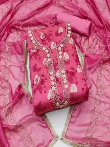 ASISA Floral Embroidered Beads and Stones Art Silk Unstitched Dress Material