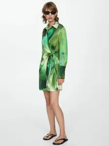 MANGO Dyed Tie-Up Wrap Dress