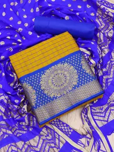 JULEE Checked Pure Silk Unstitched Dress Material