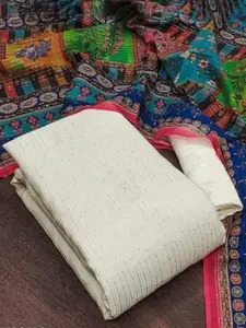 LADY SHOPI Striped Embellished Sequinned Chanderi Unstitched Dress Material