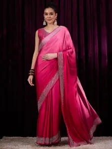 Saree mall Beads and Stones Embellished Ombre Sarees Party Wear Saree with Matching Blouse