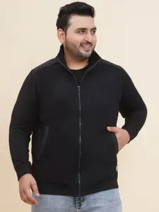 John Pride Men Plus Size Solid Mock Collar Pure Cotton Sweatshirt