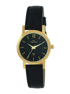 maxima Women Embellished Dial & Leather Straps Analogue Watch 57862LMLY