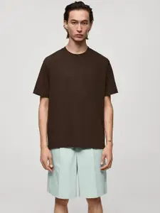 MANGO MAN Drop-Shoulder Sleeves Pure Cotton T-shirt