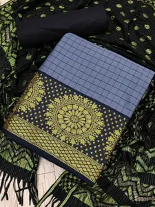 JULEE Checked Pure Silk Unstitched Dress Material