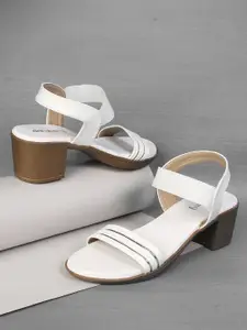 DressBerry Striped Open Toe Block Heel Sandals